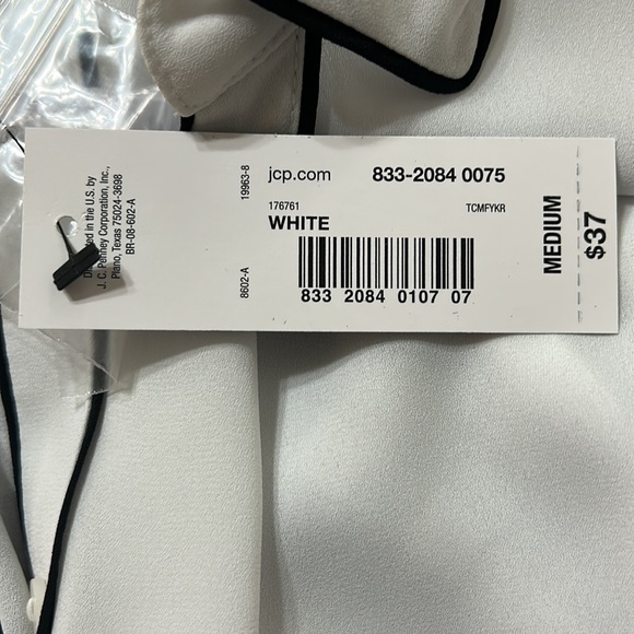 Worthington White Blouse with Black Trim M - Picture 6 of 6